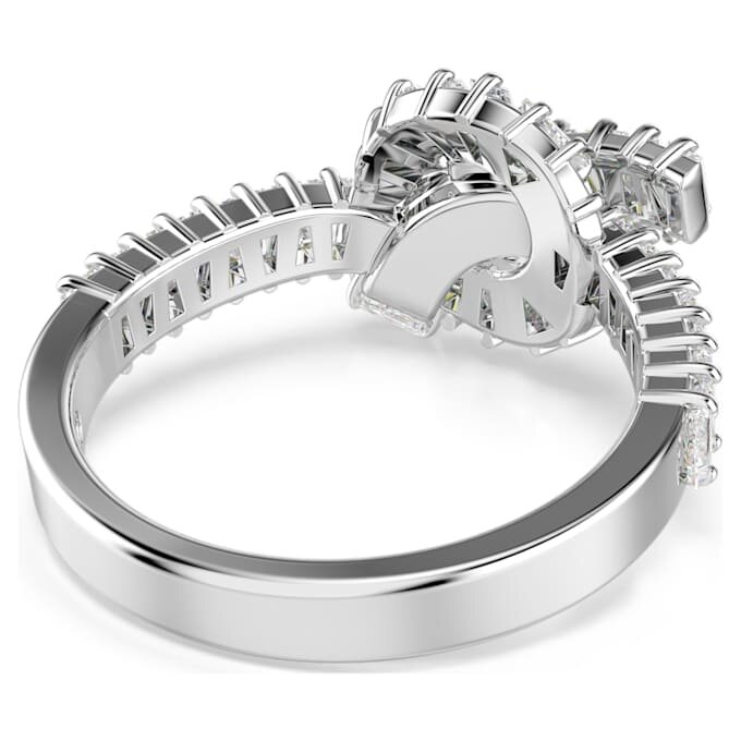 Matrix-ring met baguette-slijpsel, knoop, wit, gerhodineerd Matrix-ring met baguette-slijpsel, knoop, wit, gerhodineerd