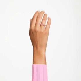 Matrix-ring met baguette-slijpsel, roze, roségoudkleurig verguld