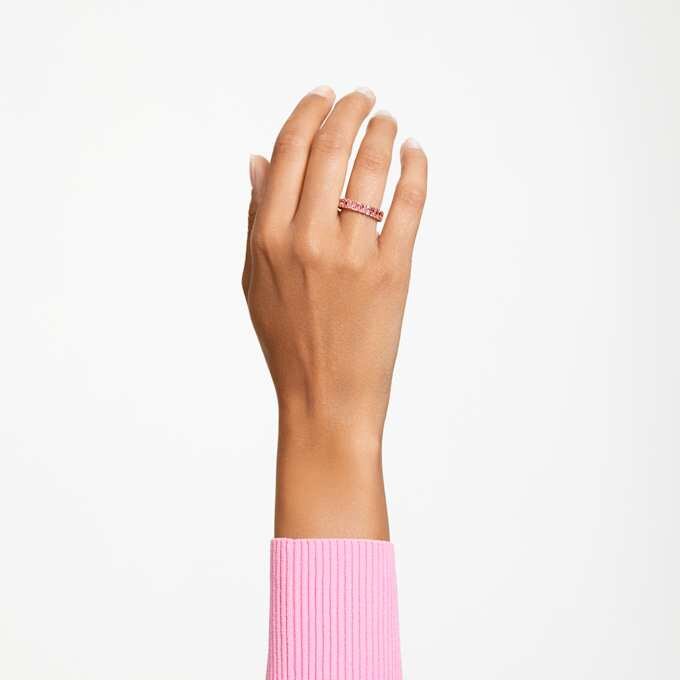 Matrix-ring met baguette-slijpsel, roze, roségoudkleurig verguld Matrix-ring met baguette-slijpsel, roze, roségoudkleurig verguld