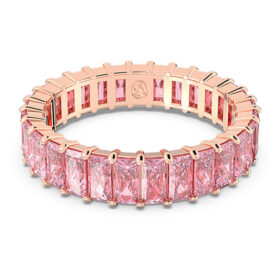 Matrix-ring met baguette-slijpsel, roze, roségoudkleurig verguld