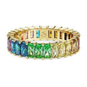 Matrix-ring met baguette-slijpsel, veelkleurig, verguld