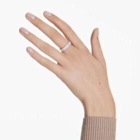 Matrix-ring met baguette-slijpsel, wit, zilverkleurige afwerking