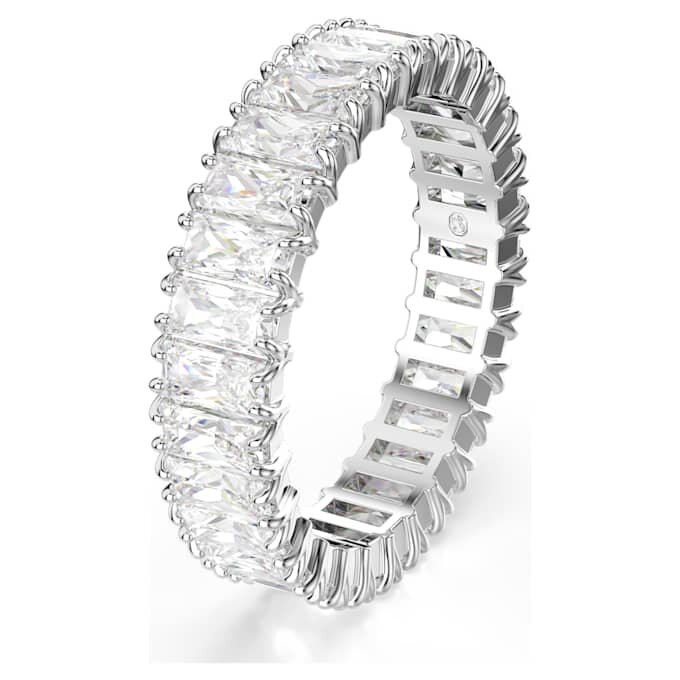 Matrix-ring met baguette-slijpsel, wit, zilverkleurige afwerking Matrix-ring met baguette-slijpsel, wit, zilverkleurige afwerking