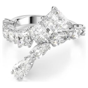 Matrix-ring met gemengde slijpvormen, wit, gerhodineerd