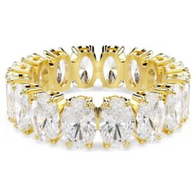 Matrix-ring met ovale slijpvorm, wit, verguld