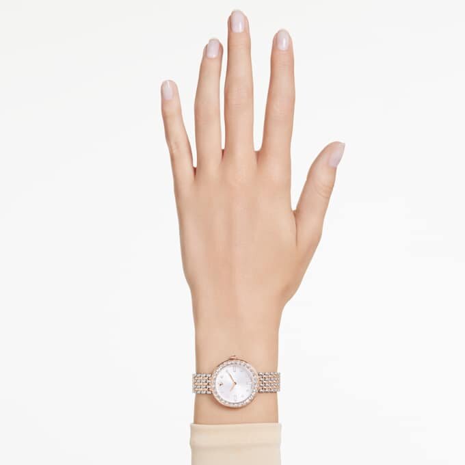 Matrix Tennis 7-Link horloge, Swiss Made, metalen armband, roségoudkleurig, afwerking van gemengd metaal Matrix Tennis 7-Link horloge, Swiss Made, metalen armband, roségoudkleurig, afwerking van gemengd metaal