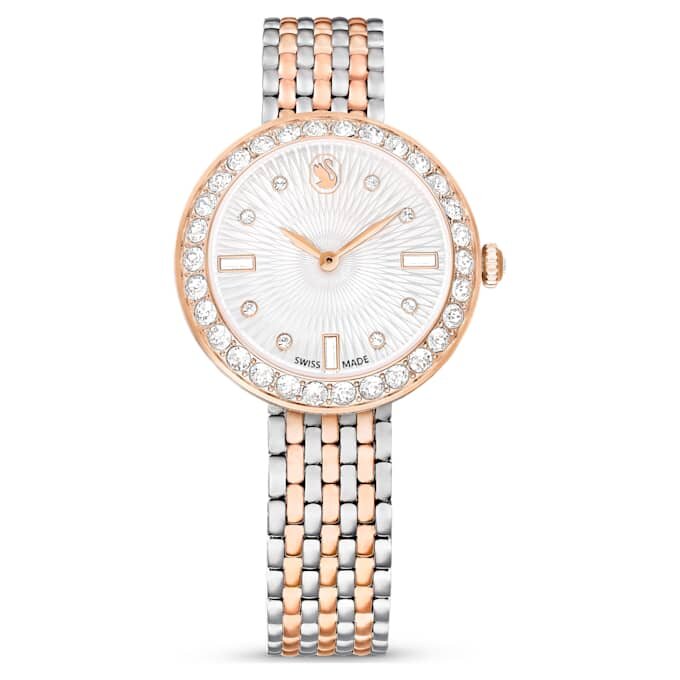 Matrix Tennis 7-Link horloge, Swiss Made, metalen armband, roségoudkleurig, afwerking van gemengd metaal Matrix Tennis 7-Link horloge, Swiss Made, metalen armband, roségoudkleurig, afwerking van gemengd metaal