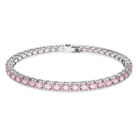 Matrix Tennis-armband, rond geslepen, roze, gerhodineerd Matrix Tennis-armband, rond geslepen, roze, gerhodineerd