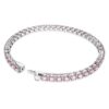 Matrix Tennis-armband, rond geslepen, roze, gerhodineerd