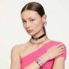 Matrix Tennis-armband, rond geslepen, roze, gerhodineerd