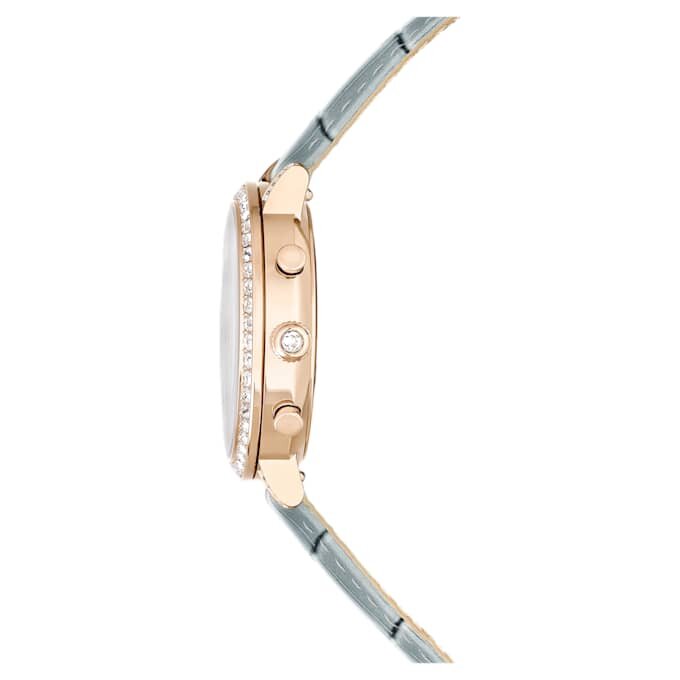 Matrix Tennis Chrono-horloge, Swiss Made, leren band, grijs, champagnekleurige afwerking Matrix Tennis Chrono-horloge, Swiss Made, leren band, grijs, champagnekleurige afwerking