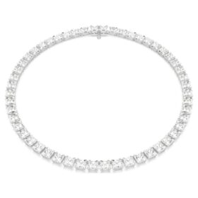 Matrix Tennis-ketting met vierkante slijpvorm, wit, gerhodineerd