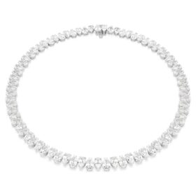 Matrix Tennis-ketting, peervormig geslepen, wit, gerhodineerd