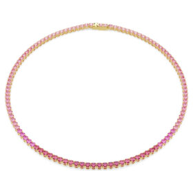 Matrix Tennis-ketting, rond geslepen, roze, verguld Matrix Tennis-ketting, rond geslepen, roze, verguld