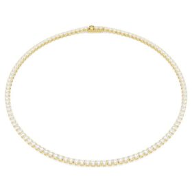 Matrix Tennis-ketting, ronde slijpvorm, wit, verguld Matrix Tennis-ketting, ronde slijpvorm, wit, verguld