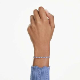 Matrix tennisarmband met gemengde ronde slijpvormen, blauw, gerhodineerd Matrix tennisarmband met gemengde ronde slijpvormen, blauw, gerhodineerd
