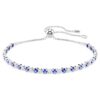 Matrix tennisarmband met gemengde ronde slijpvormen, blauw, gerhodineerd