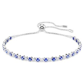Matrix tennisarmband met gemengde ronde slijpvormen, blauw, gerhodineerd Matrix tennisarmband met gemengde ronde slijpvormen, blauw, gerhodineerd