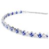 Matrix tennisarmband met gemengde ronde slijpvormen, blauw, gerhodineerd