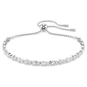 Matrix tennisarmband met gemengde ronde slijpvormen, wit, gerhodineerd Matrix tennisarmband met gemengde ronde slijpvormen, wit, gerhodineerd