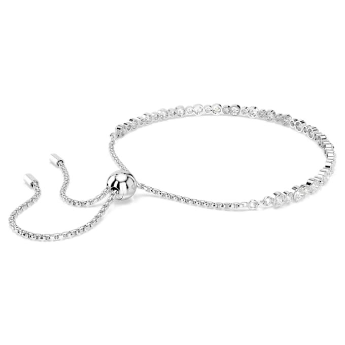 Matrix tennisarmband met gemengde ronde slijpvormen, wit, gerhodineerd Matrix tennisarmband met gemengde ronde slijpvormen, wit, gerhodineerd