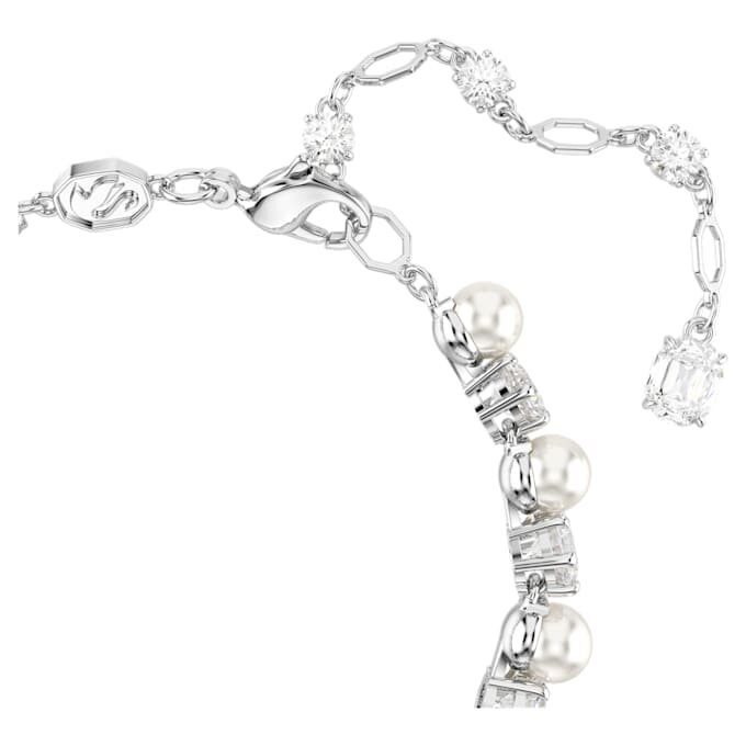 Matrix tennisarmband met kristallen parels, ronde slijpvorm, wit, gerhodineerd Matrix tennisarmband met kristallen parels, ronde slijpvorm, wit, gerhodineerd