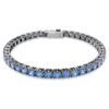 Matrix tennisarmband met ronde slijpvorm, blauw, geruteniumde Matrix tennisarmband met ronde slijpvorm, blauw, geruteniumde