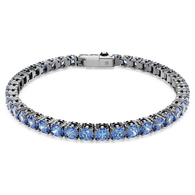 Matrix tennisarmband met ronde slijpvorm, blauw, geruteniumde Matrix tennisarmband met ronde slijpvorm, blauw, geruteniumde