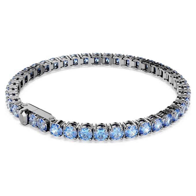 Matrix tennisarmband met ronde slijpvorm, blauw, geruteniumde Matrix tennisarmband met ronde slijpvorm, blauw, geruteniumde