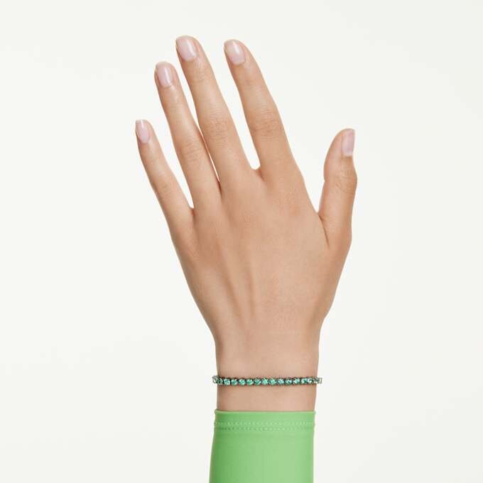Matrix tennisarmband met ronde slijpvorm, groen, gerutheniumde Matrix tennisarmband met ronde slijpvorm, groen, gerutheniumde