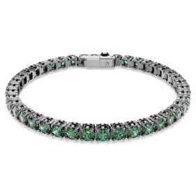 Matrix tennisarmband met ronde slijpvorm, groen, gerutheniumde