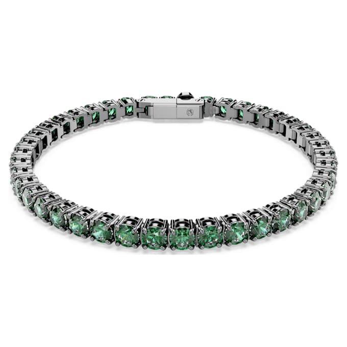 Matrix tennisarmband met ronde slijpvorm, groen, gerutheniumde Matrix tennisarmband met ronde slijpvorm, groen, gerutheniumde