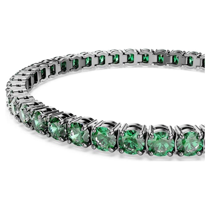 Matrix tennisarmband met ronde slijpvorm, groen, gerutheniumde Matrix tennisarmband met ronde slijpvorm, groen, gerutheniumde