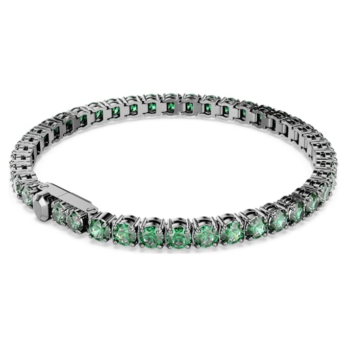 Matrix tennisarmband met ronde slijpvorm, groen, gerutheniumde Matrix tennisarmband met ronde slijpvorm, groen, gerutheniumde