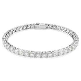 Matrix tennisarmband met ronde slijpvorm, wit, gerhodineerd