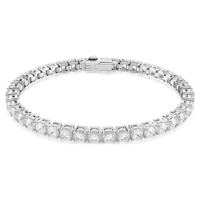 Matrix tennisarmband met ronde slijpvorm, wit, gerhodineerd Matrix tennisarmband met ronde slijpvorm, wit, gerhodineerd