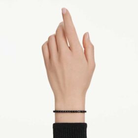 Matrix tennisarmband met ronde slijpvorm, zwart, gerutheniumde