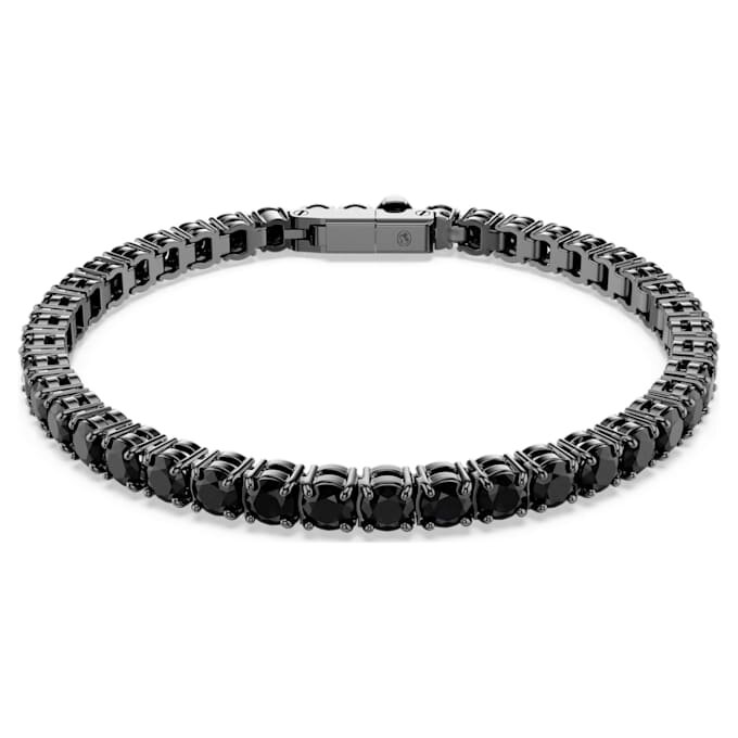 Matrix tennisarmband met ronde slijpvorm, zwart, gerutheniumde Matrix tennisarmband met ronde slijpvorm, zwart, gerutheniumde