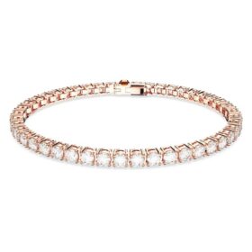 Matrix Tennisarmband, ronde slijpvorm, wit, roségoudkleurig verguld