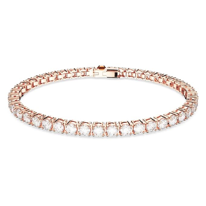 Matrix Tennisarmband, ronde slijpvorm, wit, roségoudkleurig verguld Matrix Tennisarmband, ronde slijpvorm, wit, roségoudkleurig verguld