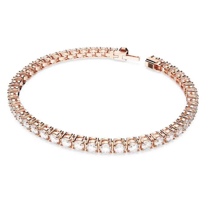 Matrix Tennisarmband, ronde slijpvorm, wit, roségoudkleurig verguld Matrix Tennisarmband, ronde slijpvorm, wit, roségoudkleurig verguld