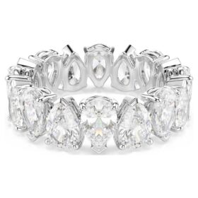 Matrix Vittore-ring met peervormige slijpvorm, wit, zilverkleurige afwerking