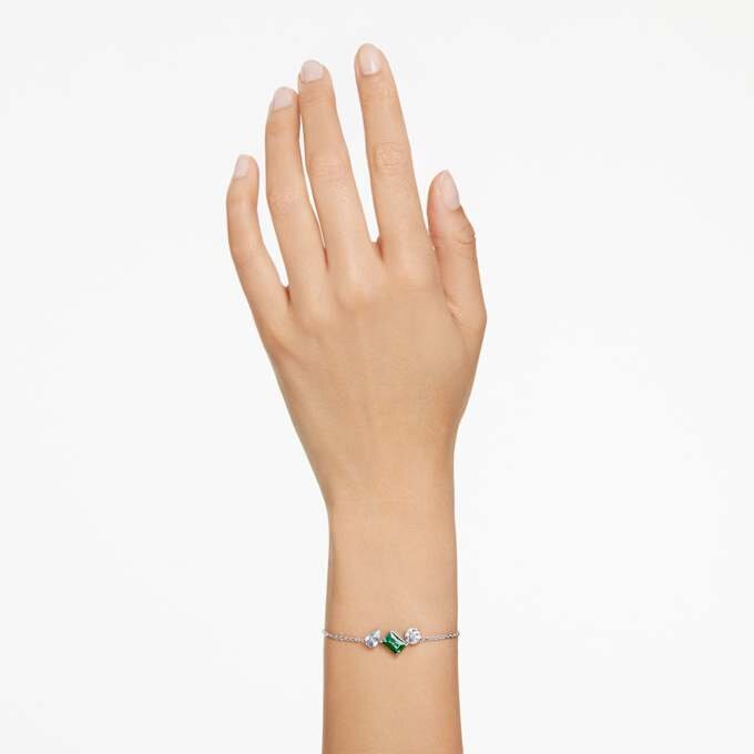 Mesmera-armband met gemengde slijpvormen, groen, gerhodineerd Mesmera-armband met gemengde slijpvormen, groen, gerhodineerd