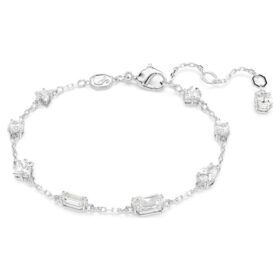 Mesmera-armband met gemengde slijpvormen, verspreid ontwerp, wit, gerhodineerd Mesmera-armband met gemengde slijpvormen, verspreid ontwerp, wit, gerhodineerd