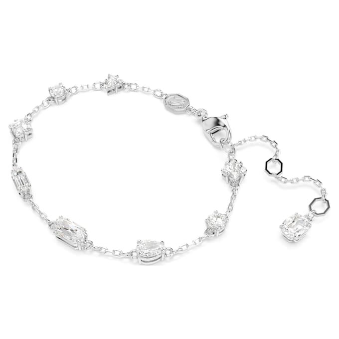 Mesmera-armband met gemengde slijpvormen, verspreid ontwerp, wit, gerhodineerd Mesmera-armband met gemengde slijpvormen, verspreid ontwerp, wit, gerhodineerd