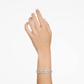 Mesmera-armband met gemengde slijpvormen, wit, gerhodineerd Mesmera-armband met gemengde slijpvormen, wit, gerhodineerd