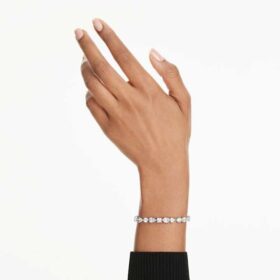 Mesmera-armband met gemengde slijpvormen, wit, gerhodineerd Mesmera-armband met gemengde slijpvormen, wit, gerhodineerd