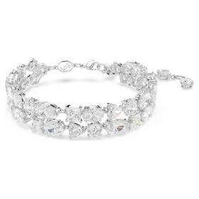 Mesmera-armband met gemengde slijpvormen, wit, gerhodineerd Mesmera-armband met gemengde slijpvormen, wit, gerhodineerd