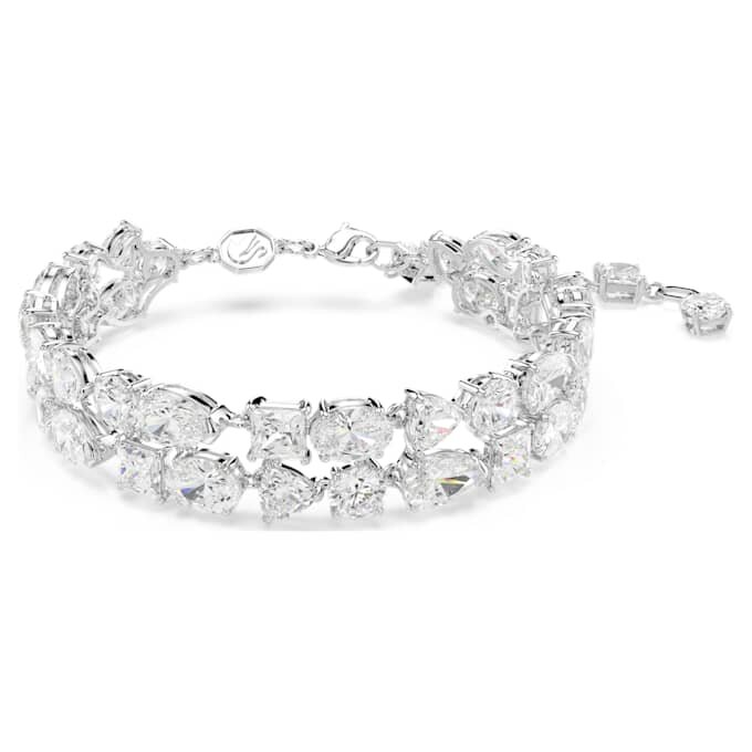 Mesmera-armband met gemengde slijpvormen, wit, gerhodineerd Mesmera-armband met gemengde slijpvormen, wit, gerhodineerd