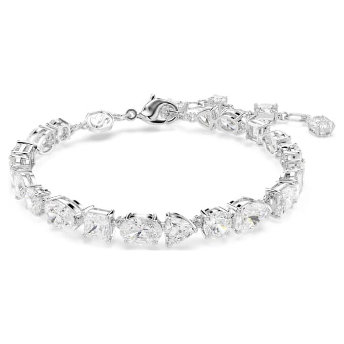 Mesmera-armband met gemengde slijpvormen, wit, gerhodineerd Mesmera-armband met gemengde slijpvormen, wit, gerhodineerd
